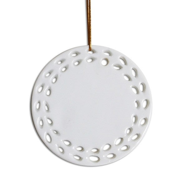 Sublimation Blank Porcelain Round Open Work Ornaments