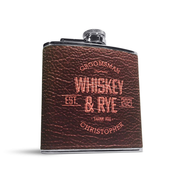Faux Leather 6oz SS Flask